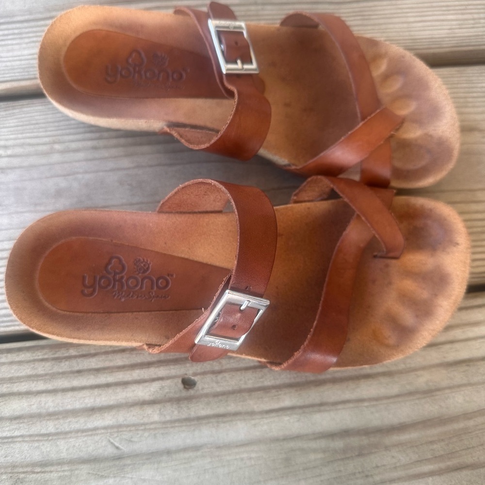 Yokono Leather Sandals with Silver Buckles